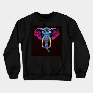 Neon Elephant Art in Bold Blue and Pink Crewneck Sweatshirt